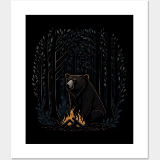 Bear by the fire Posters and Art